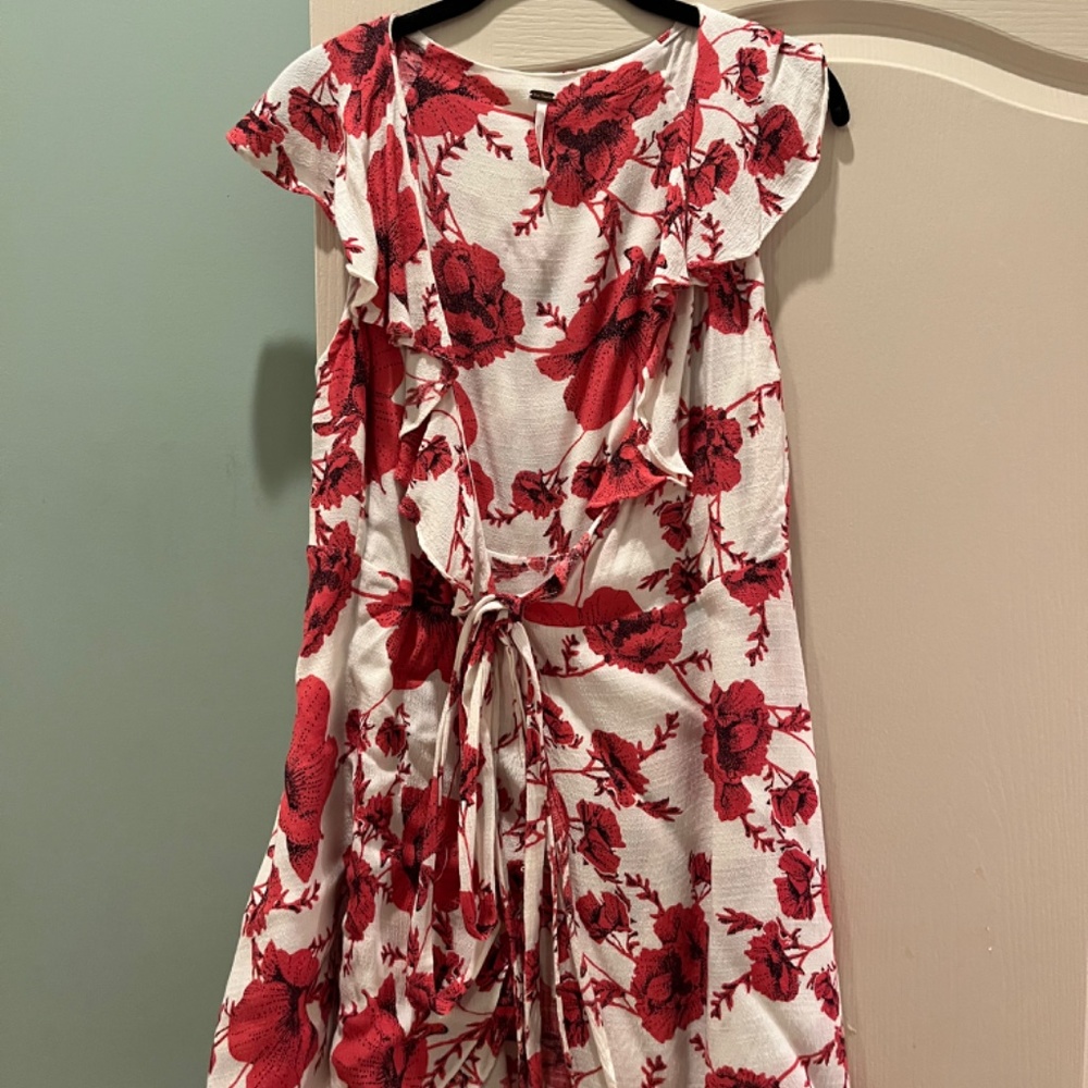 FREE PEOPLE FRENCH QUARTER WRAP DRESS PINK WHITE FLORAL - Picture 2 of 3